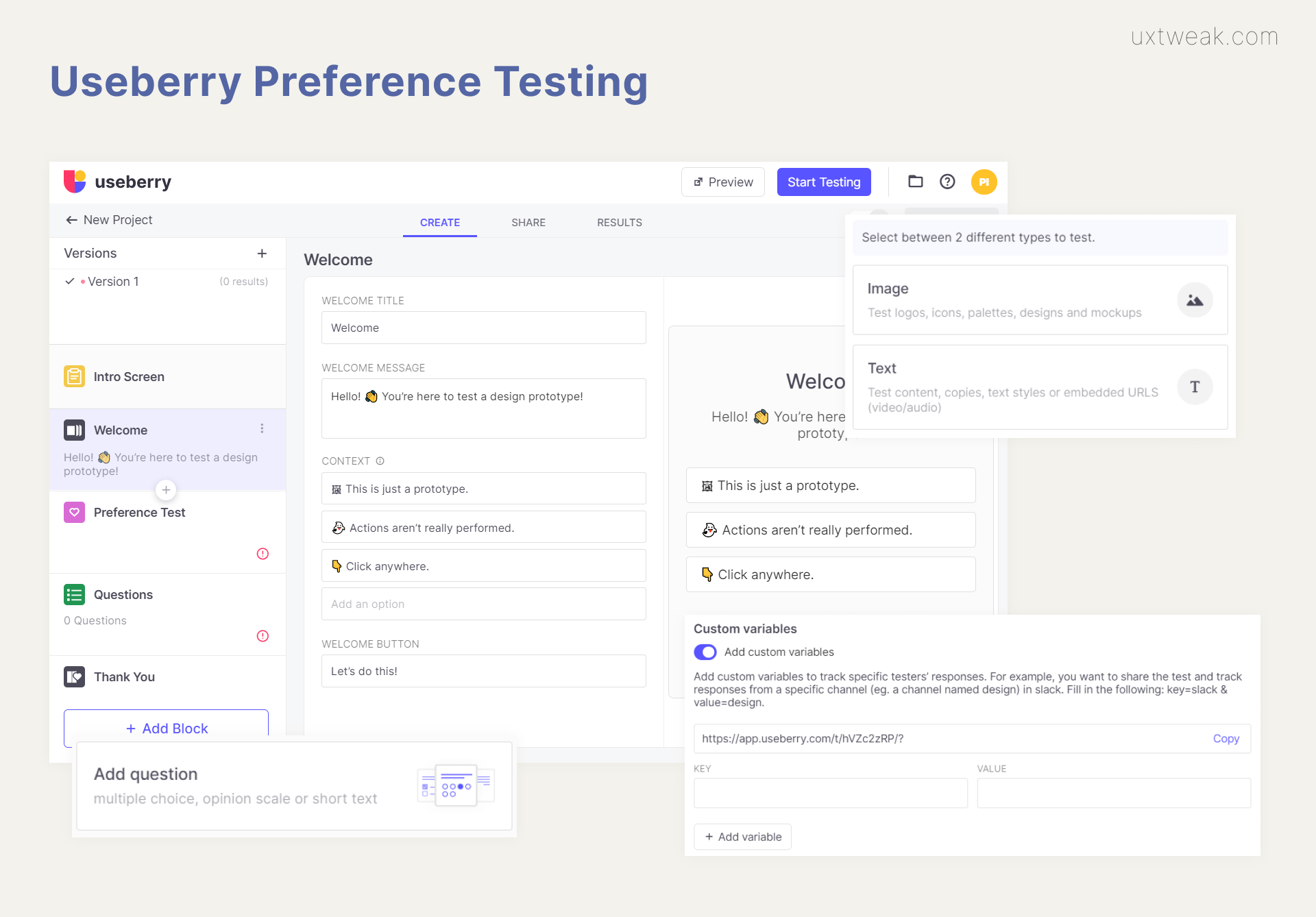 Useberry preference testing tool