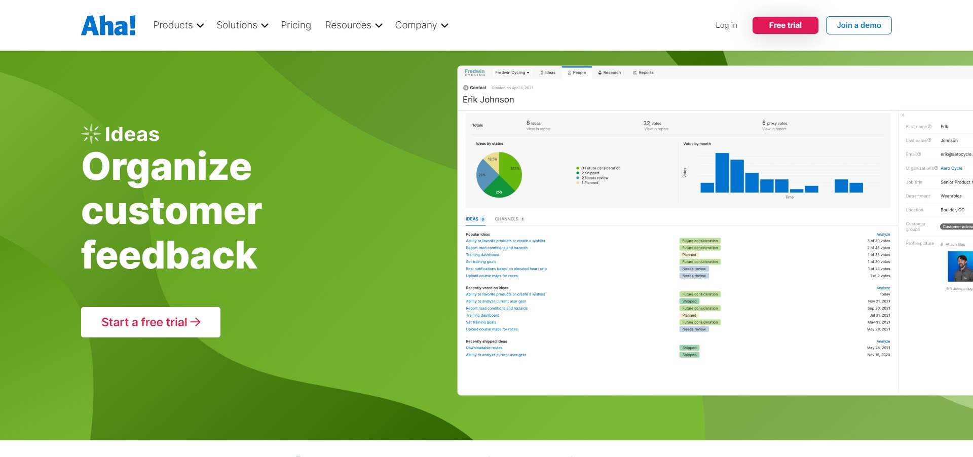 product feedback tools, Aha!