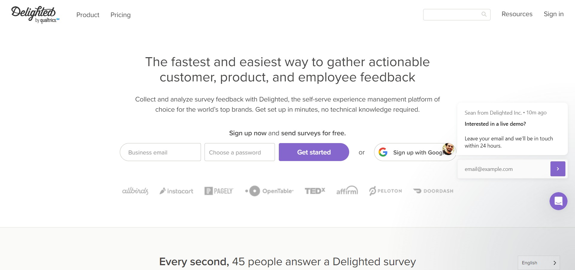 delighted, product feedback tool