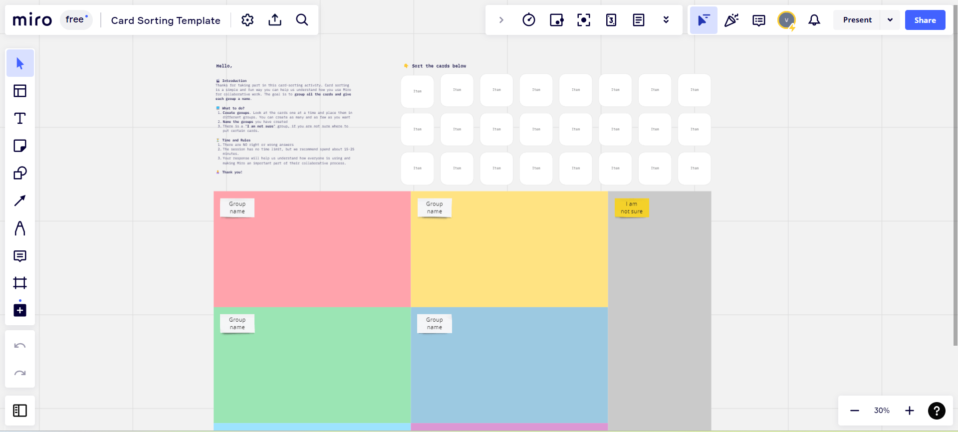 miro card sorting template