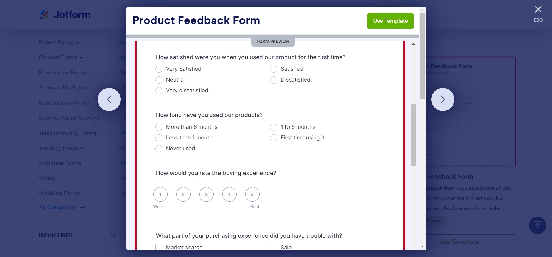 product feedback survey template