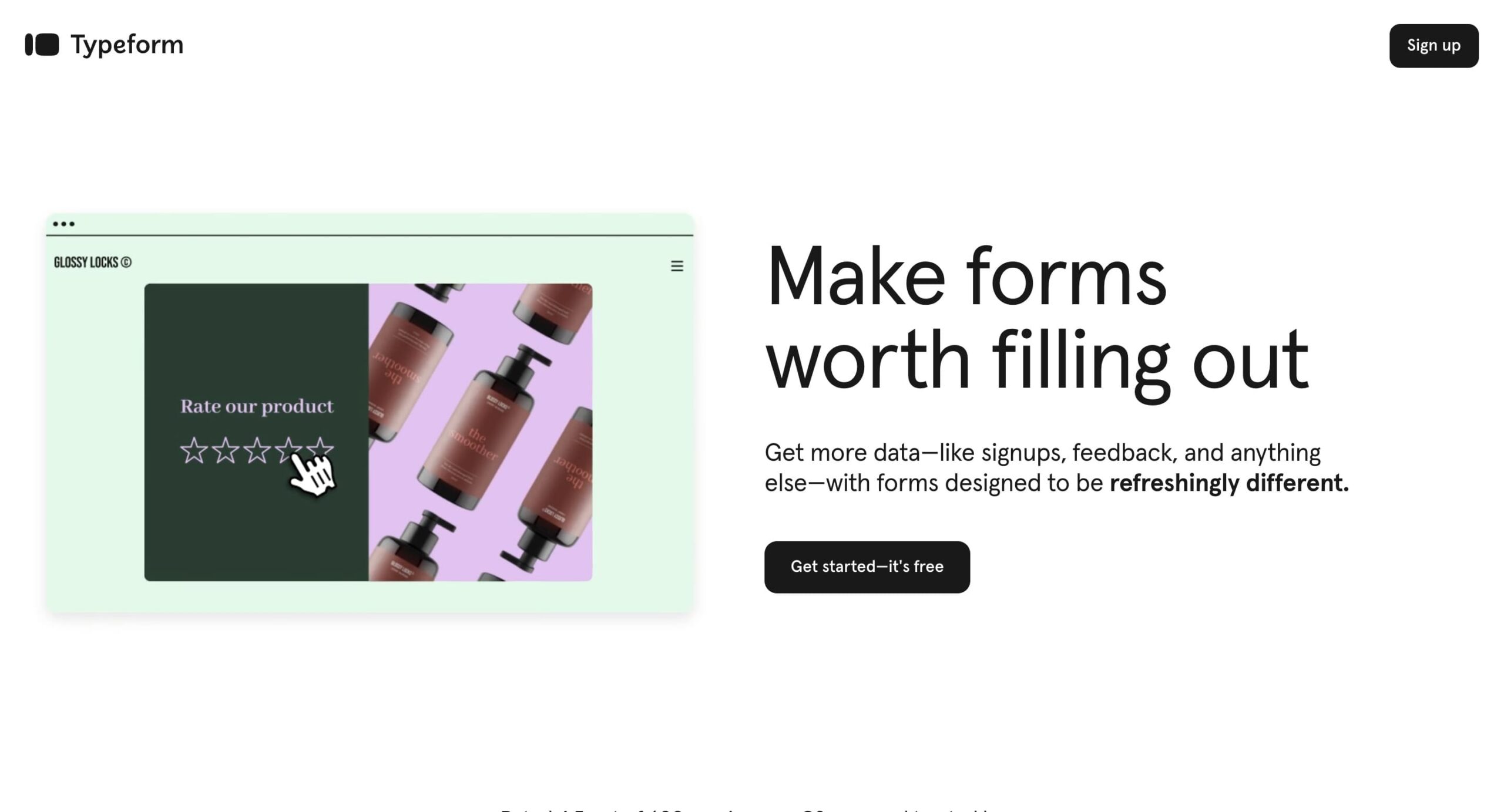 Example of how Typeform uses CTA buttons to guide users