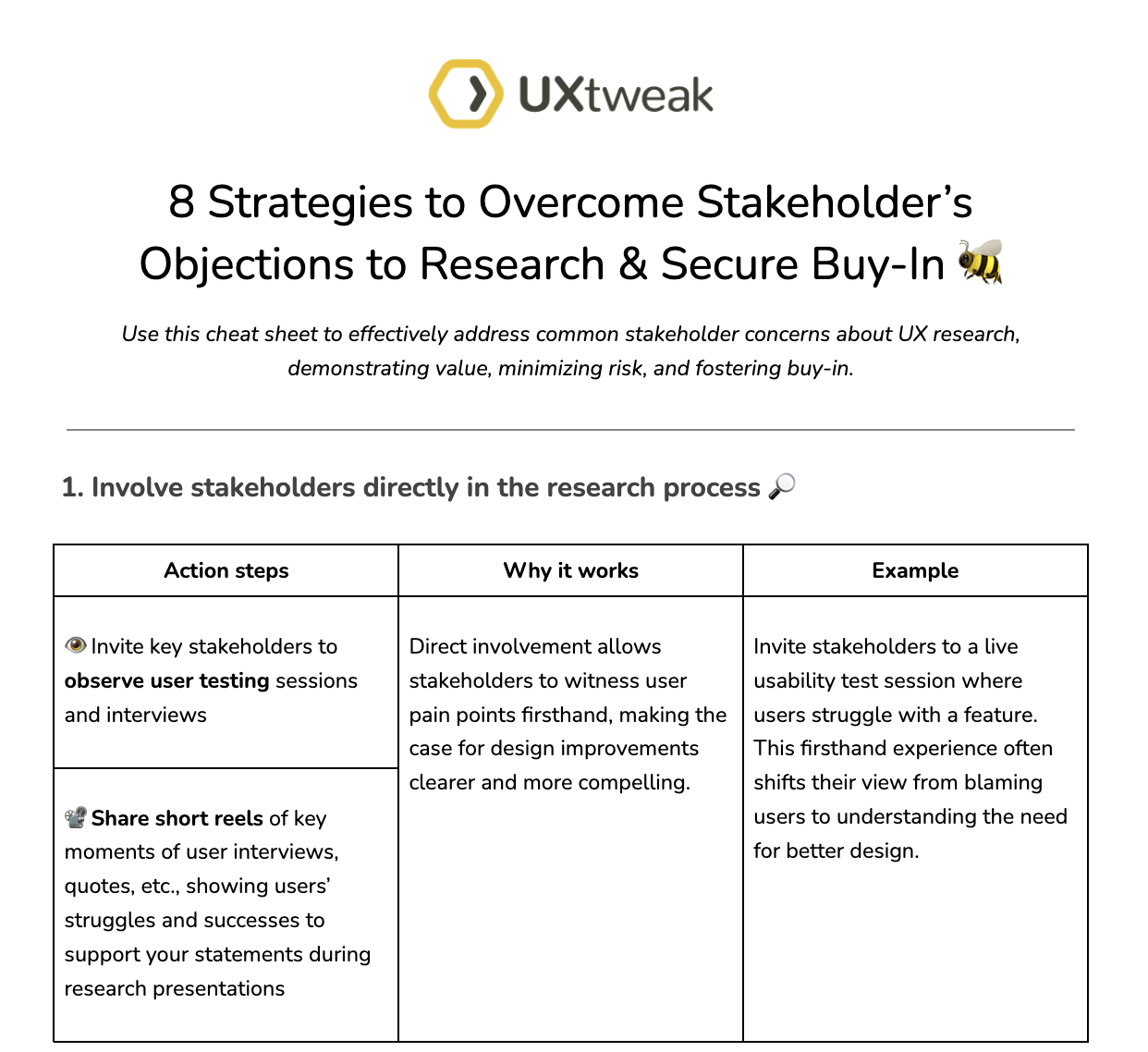 UXR cheat sheet: 8 strategies to overcome stakeholders' objections to research