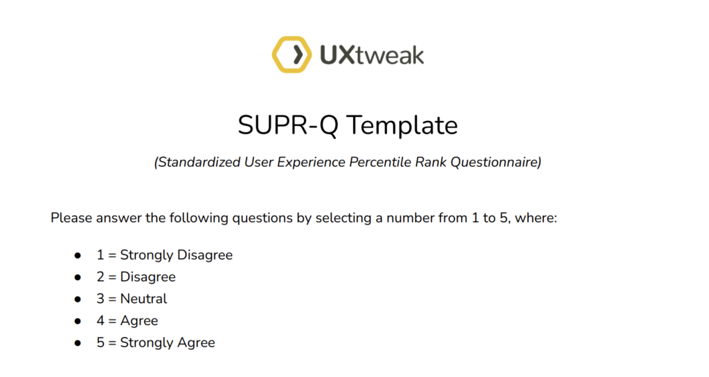 SUPR-Q survey Template
