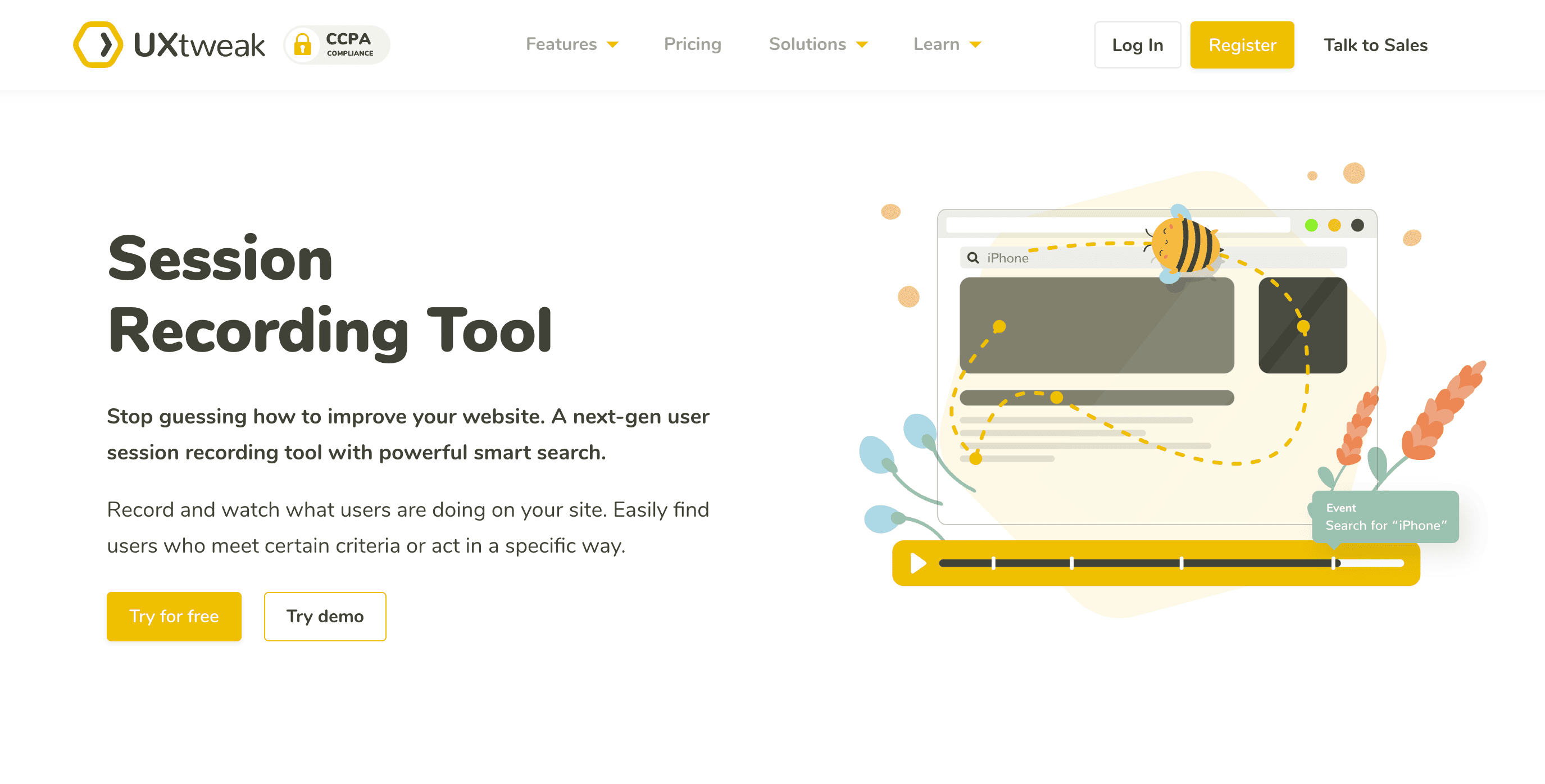 fake door testing, session recording tool by uxtweak