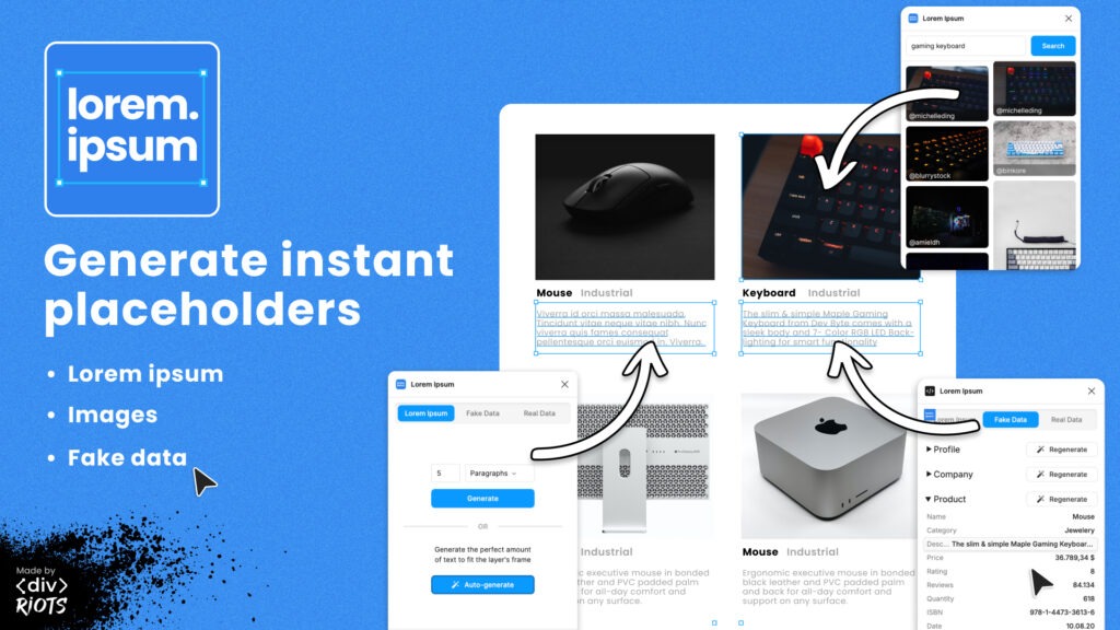 Lorem Ipsum - best for generating placeholder text quickly
